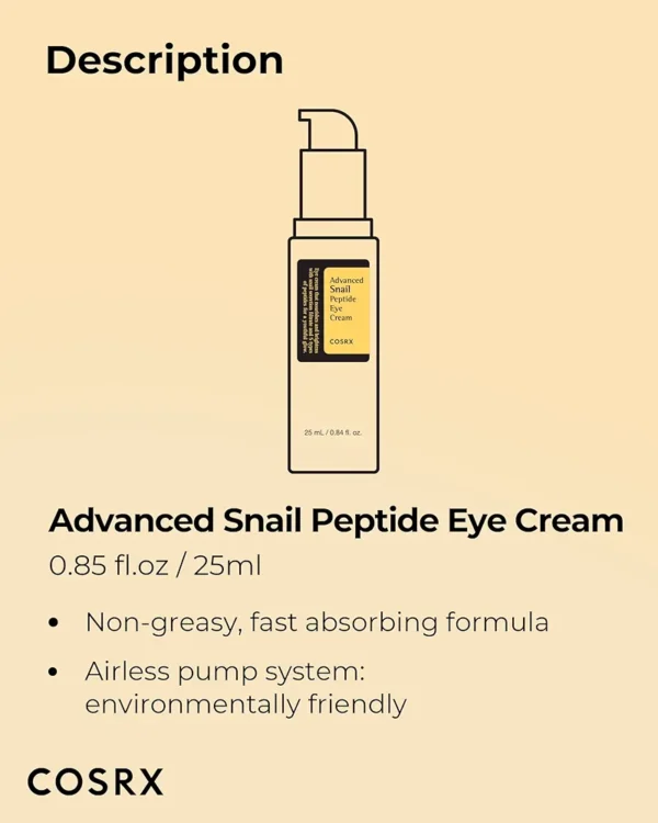 COSRX Advanced Snail Peptide Eye Cream.