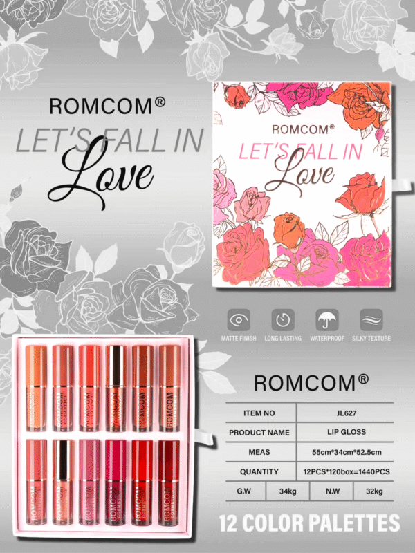 Romcom Cosmetics lip gloss set