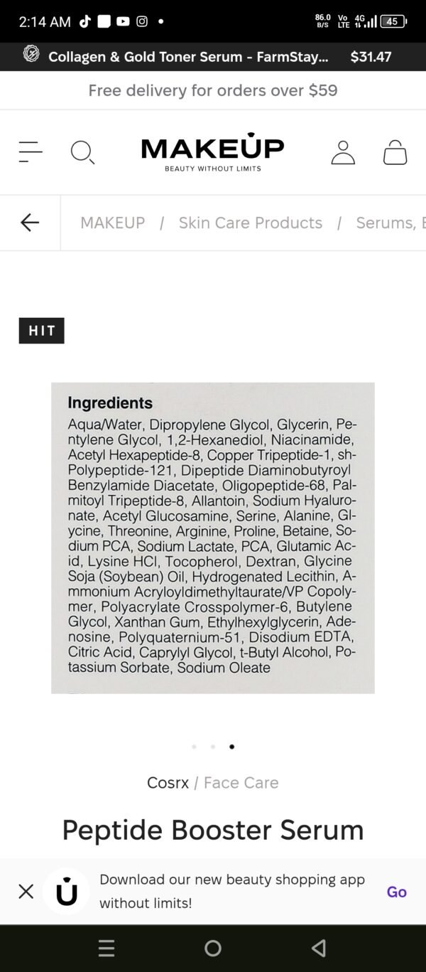 COSRX The 6 Peptide Skin Booster Serum