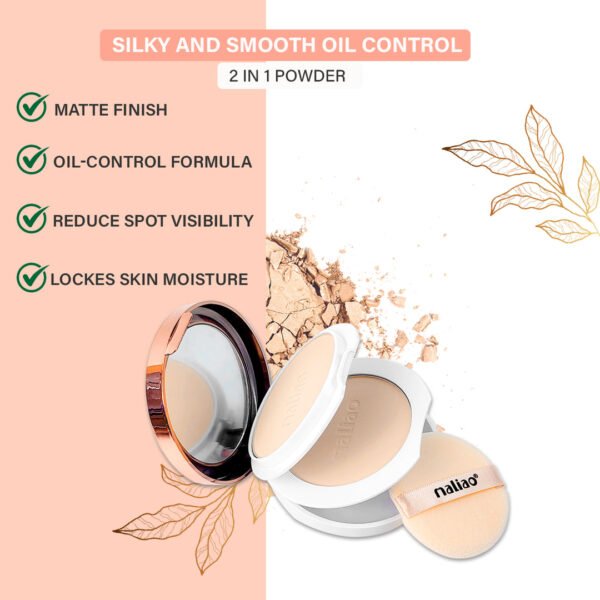 Maliao Silky Smooth Oil Control Compact Powder - 2-in-1 Formula for Perfect Coverage & All-Day Radiance