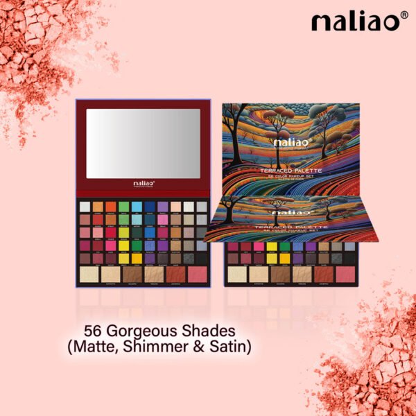 Maliao Terraced Palette - 56 Highly Pigmented Shades | Versatile Eyeshadow & Blush Palette