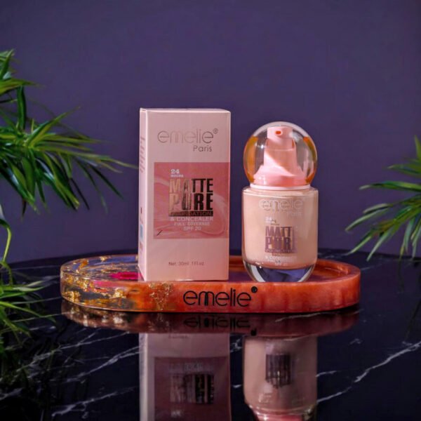 Emelie Paris Matte Pure Foundation & Concealer – 24H Wear with SPF 20