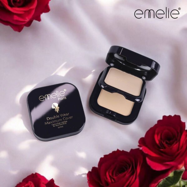 Emelie Double Wear Maximum Cover Pressed Powder – Matte Longwear Finish