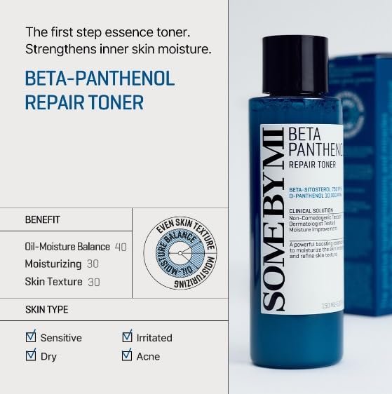 SomeByMi Beta Panthenol Repair Toner – Hydrating & Skin Repair Solution for Smooth Texture