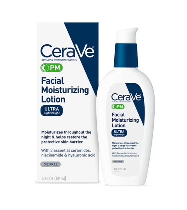 CeraVe PM Night Moisturizing Lotion – Lightweight Hydrating Night Cream for Oily & Dry Skin
