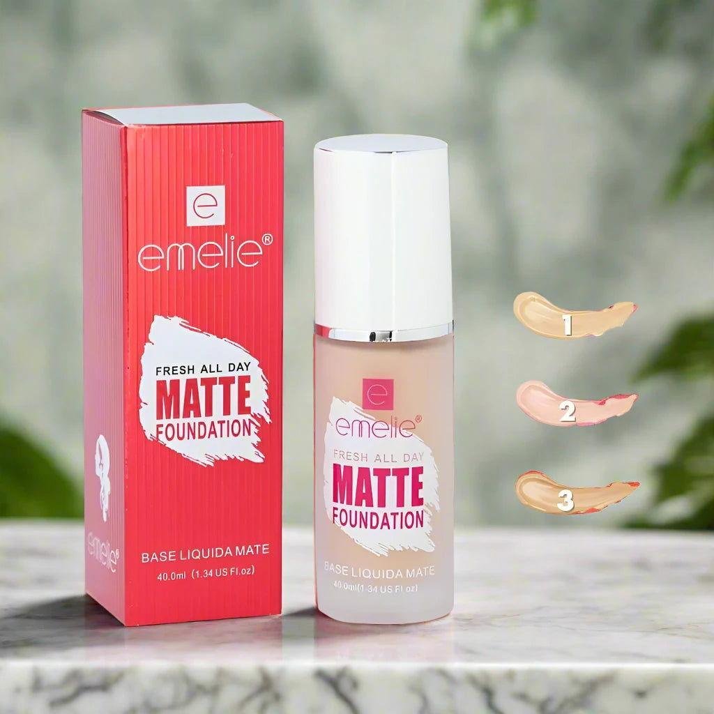 Emelie Fresh All Day Matte Foundation 40ml Liquid Formula for Long-Lasting Oil Control