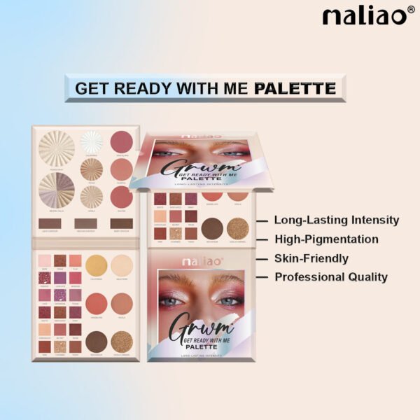 Maliao Get Ready With Me (GRWM) Palette - Long-Lasting Highlighter, Blusher, Contour & Eyeshadow