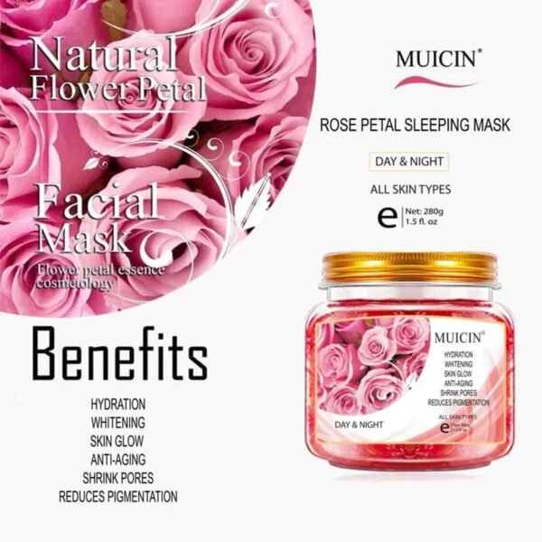 MUICIN Natural Rose Petal Day & Night Sleeping Mask – Anti-Aging Glow